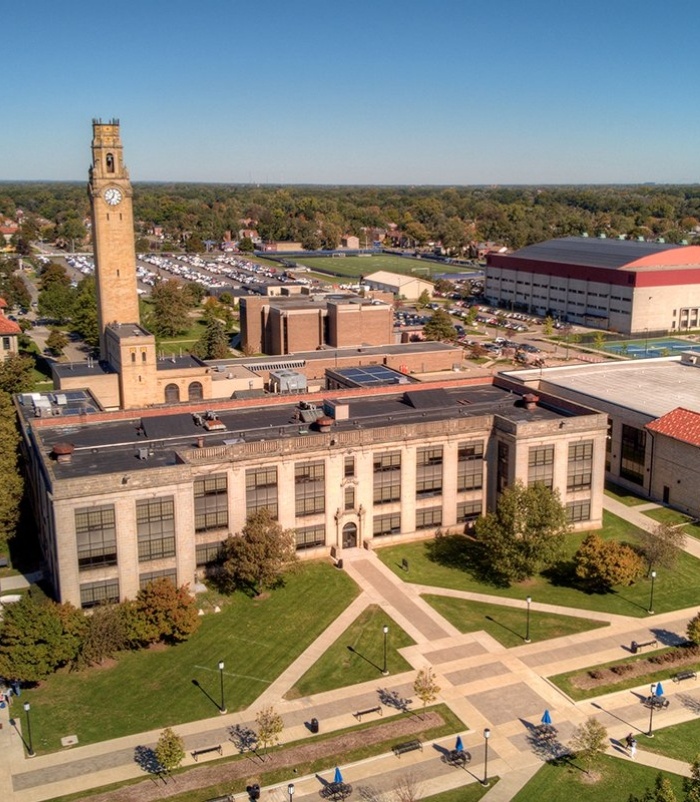 Aerial view of university campus