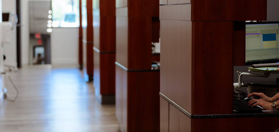 Hallway leading to dental treatment rooms