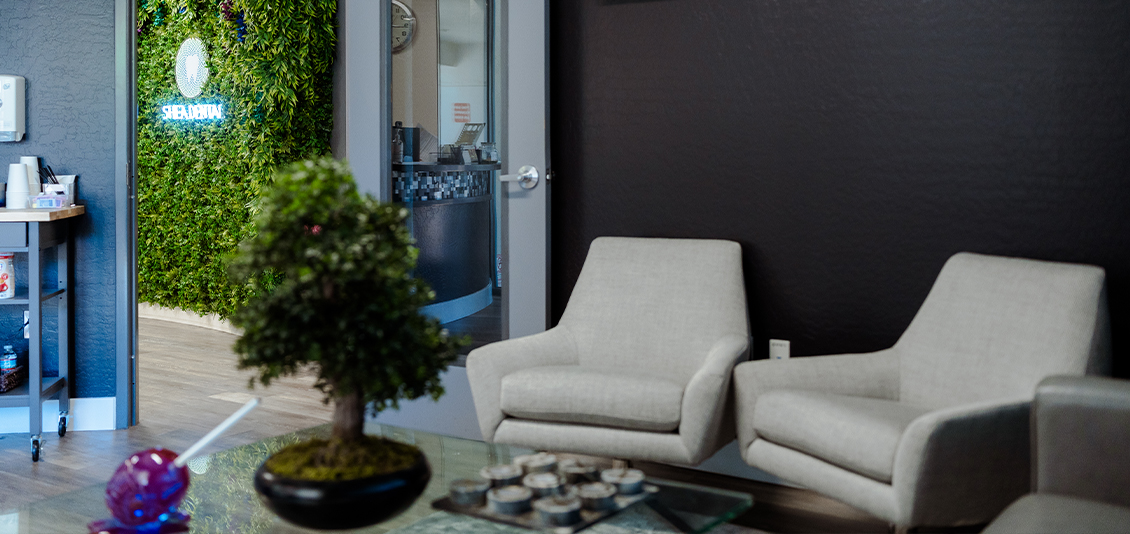 White chairs in reception area