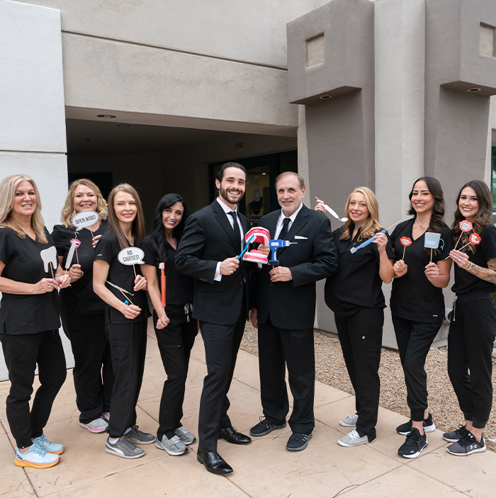 Scottsdale dentists and team members standing in front of Shea Dental of Scottsdale